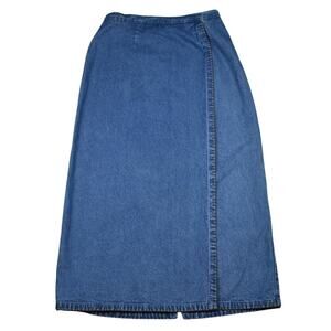 Y2K vintage long blue denim wrap style maxi skirt fits size 10/30 boho western